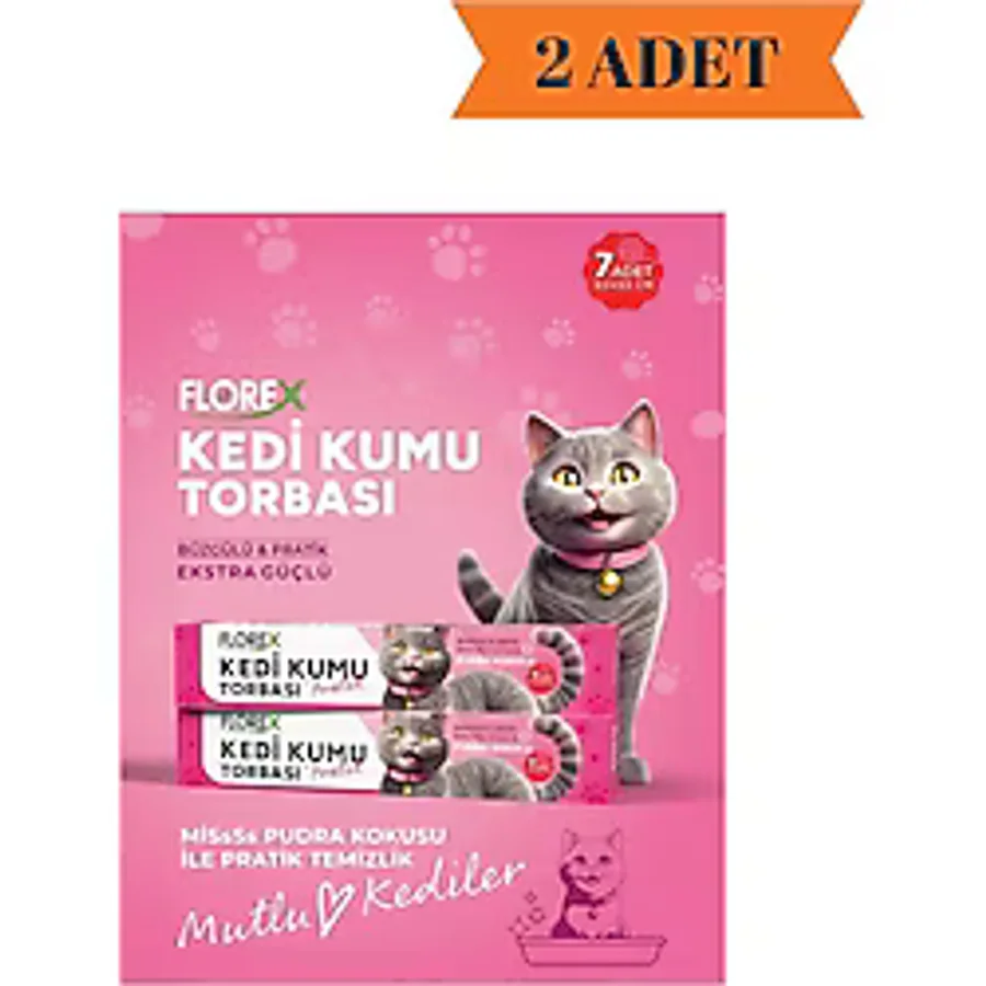 Florex Pudra Kokulu Kedi Kumu Torbası (82X50cm/ 7 Adet) X 2 Adet