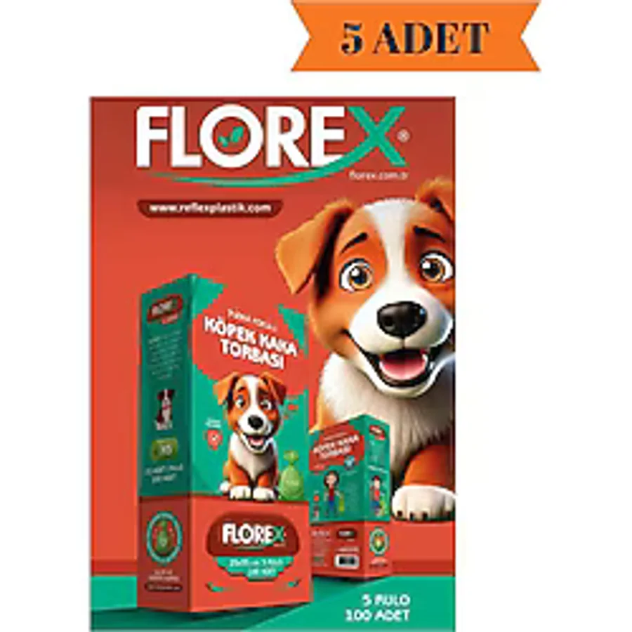 Florex Pudra Kokulu Köpek Kaka Torbası (5 Rulo/ 100 Adet) X 5 Adet
