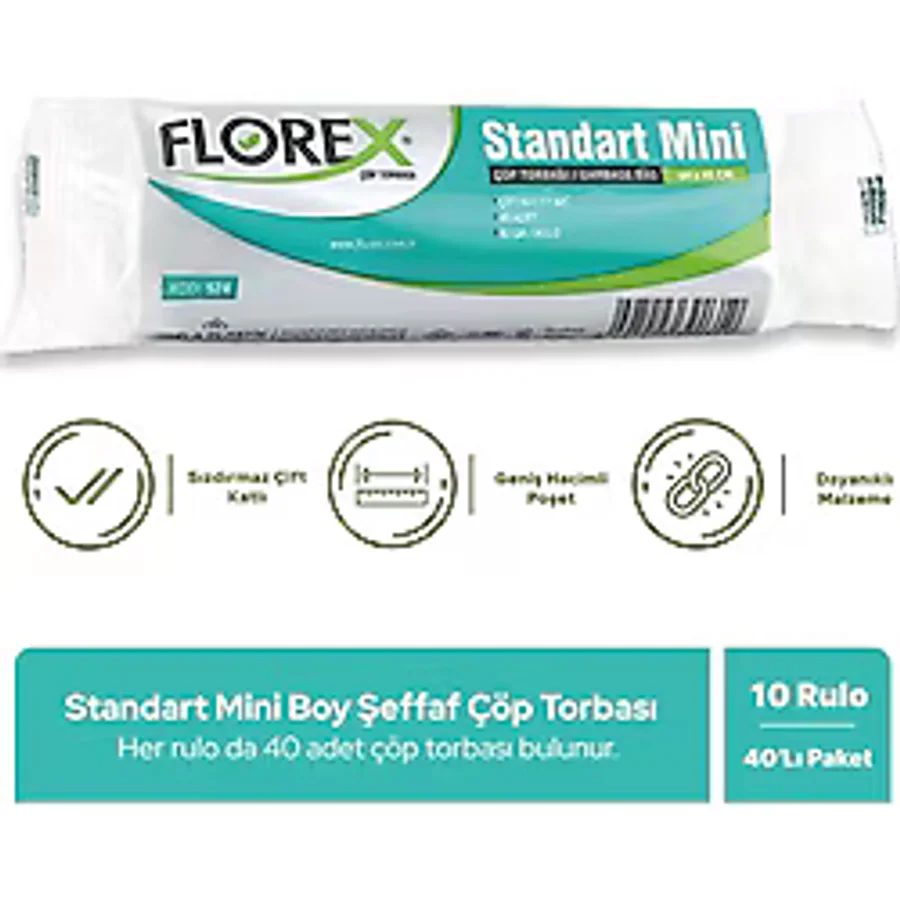 Florex Standart Mini Boy Çöp Poşeti 40'lı 10 Adet