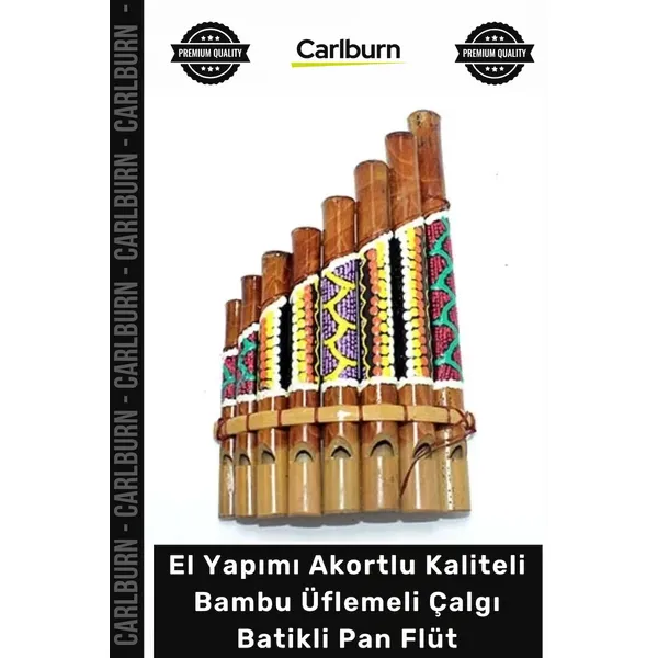 #Flüt Profesyonel El Yapımı Akortlu Kaliteli Bambu Üflemeli Çalgı Batikli Pan Filüt No:1021