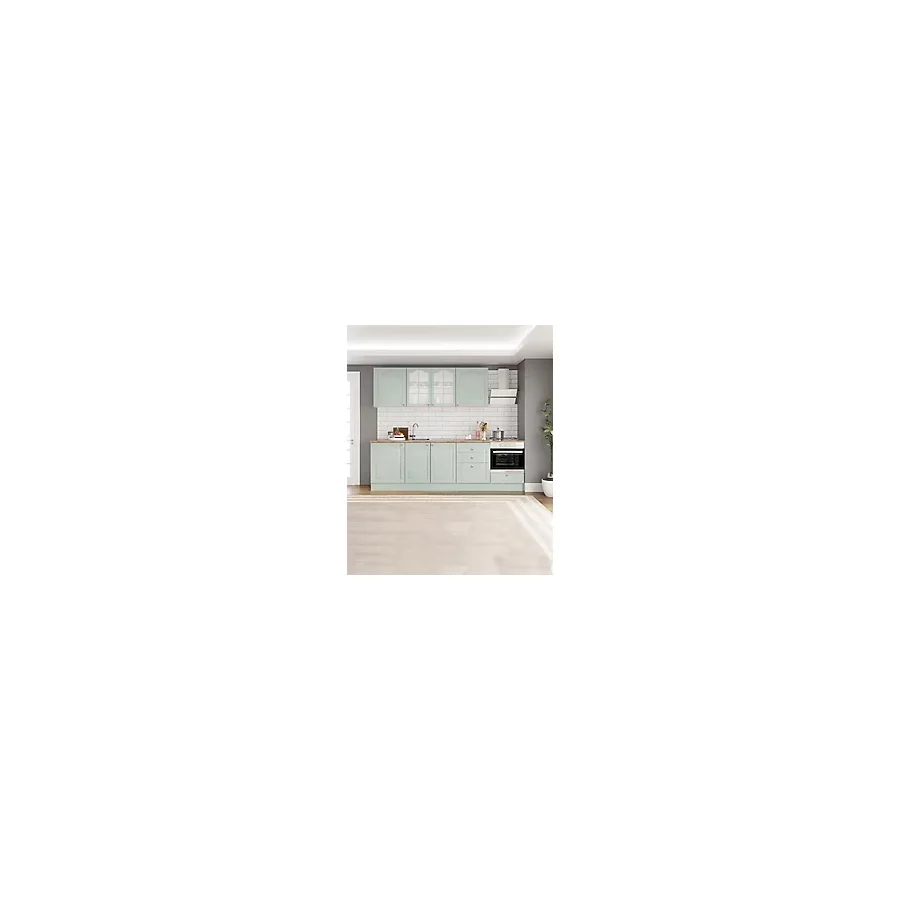 Fly Mobilya 270 Cm Greena Tezgahlı Mdf Membran Kapaklı Hazır Mutfak Dolabı