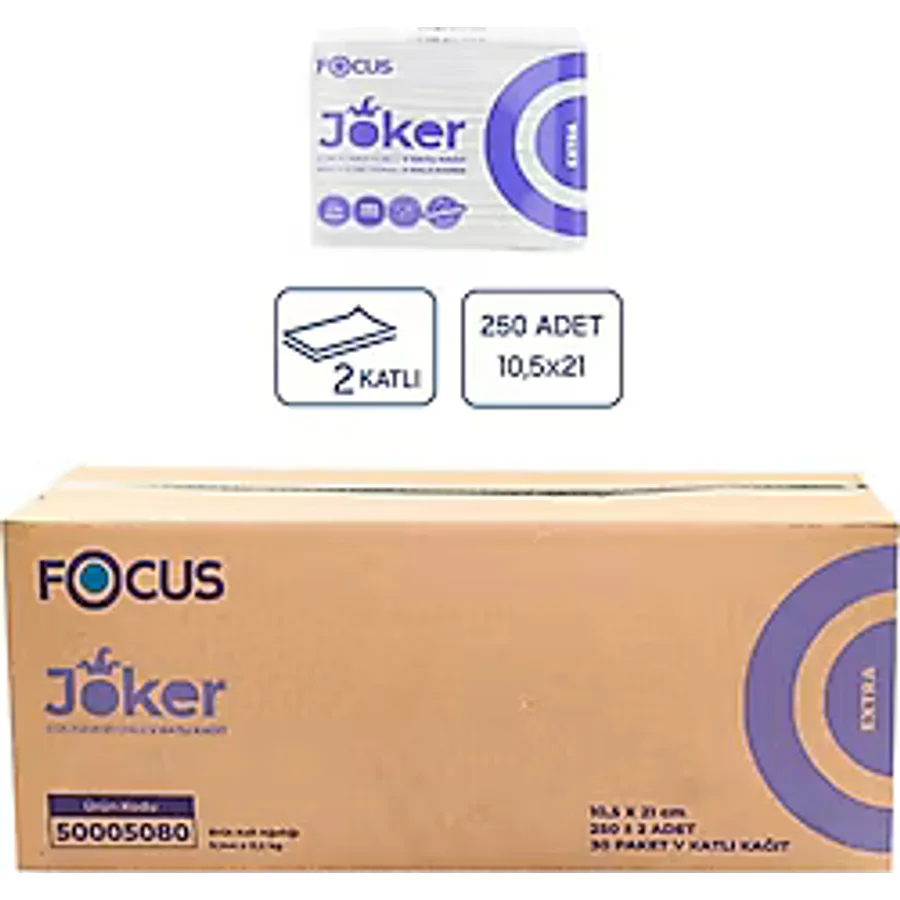 Focus Extra Joker V Katlı 30x250 Yaprak Kağıt Peçete