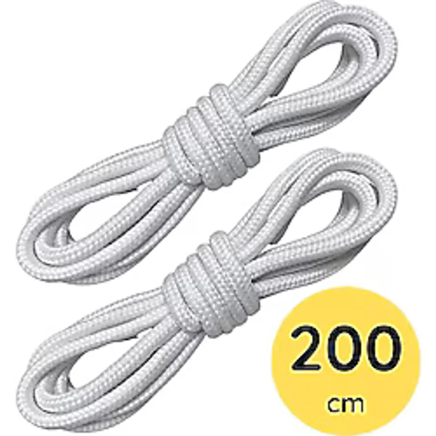 Foottab 200 Cm Beyaz Yuvarlak Bot Bağcığı, Fitilli Dayanıklı Sağlam Bağcık, Ayakkabı Bağcığı Bağı Ipi