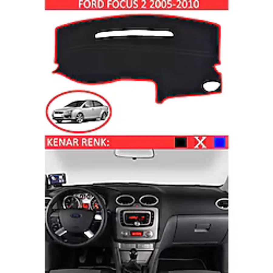 Ford Focus 2 2005-2010 Icin Uygun Torpido Koruma Halisi Siyah Kenar Renk Kirmizi