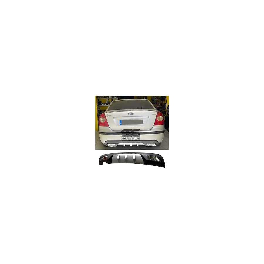 Ford Focus 2 Difüzör Arka Tampon Eki 2 Egzoz Çıkışlı Gri