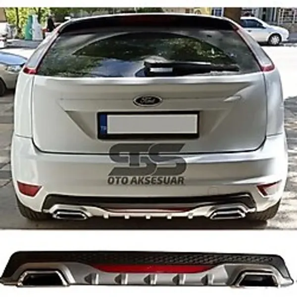 Ford Focus 2 Hb Difuzor Arka Tampon Eki 2 Egzoz Cikisli Gri Reflektorlu