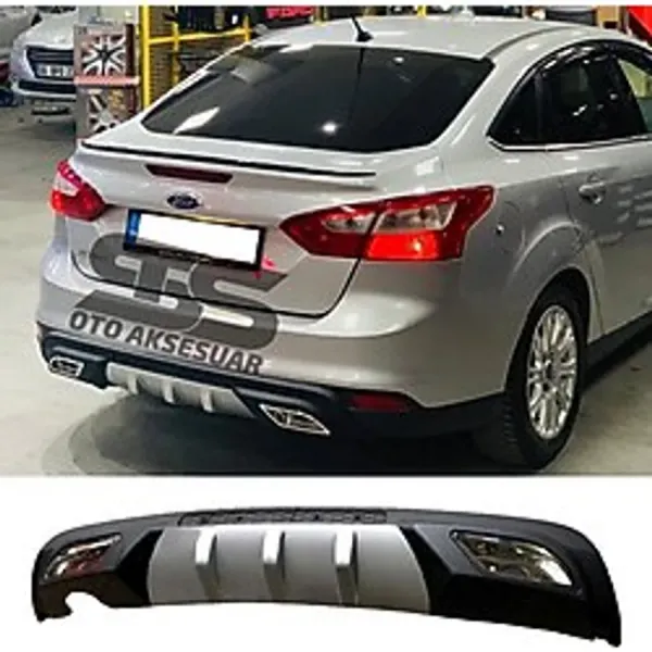 Ford Focus 3 Difuzor Arka Tampon Eki 2 Egzoz Cikisli Gri