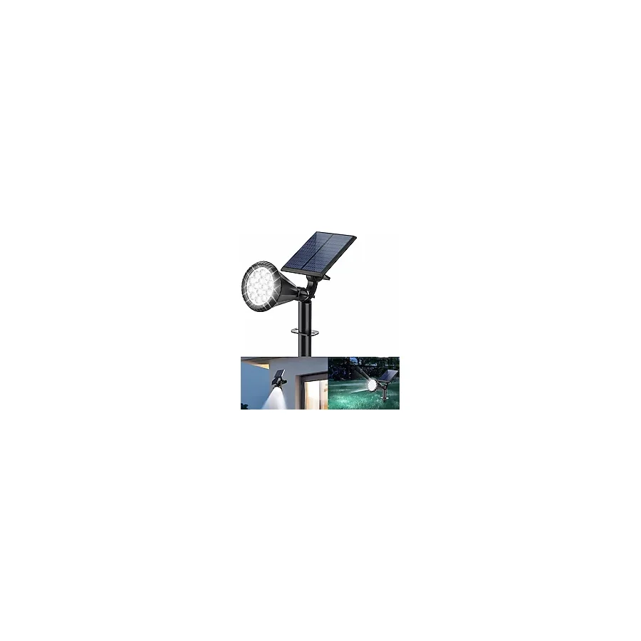 Forlife BEYAZ 18 LED Spot Güneş Enerjili Bahçe Aydınlatma Lambası, Fotoselli, Spike Aplik, 18W Su Geçirmez Dış Mekan Solar Lamba, Ağaç, Veranda, Garaj, Havuz, Duvar Ve Zemin Montajına Uygundur 42 CM