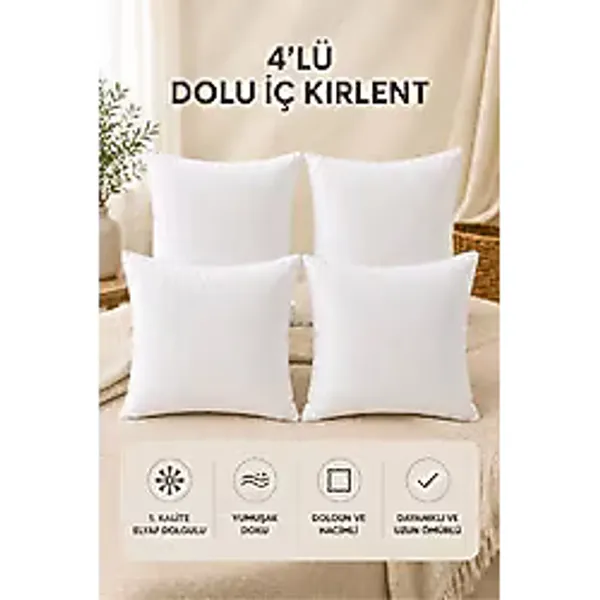 Formeya 4'lü İç Kırlent Silikon Elyaf Dolgulu Koltuk Kırlenti İç Yastık Dolgusu Kırlent İçi Beyaz