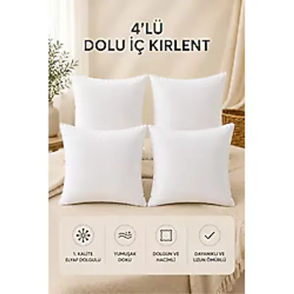 Formeya 4'lü İç Kırlent Silikon Elyaf Dolgulu Koltuk Kırlenti İç Yastık Dolgusu Kırlent İçi