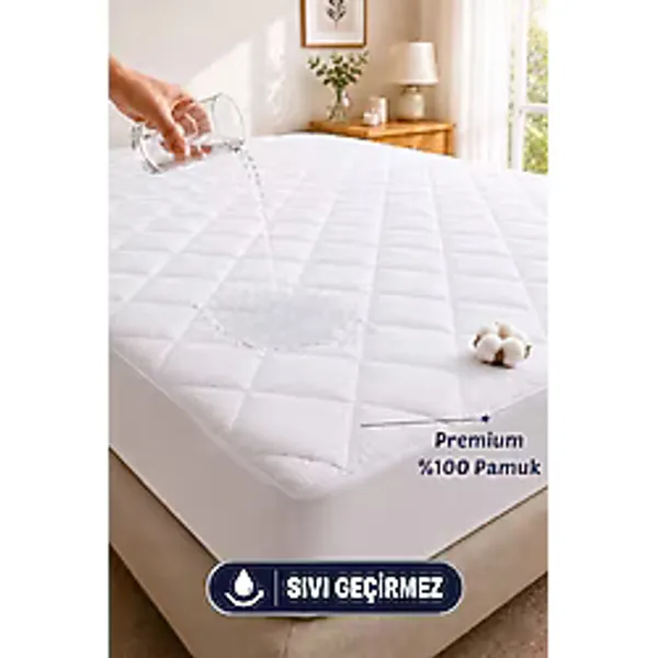 Formeya Kapitone Fitted Full Kenar Su Sıvı Geçirmez %100 Pamuk Yatak Koruyucu Alez Tek Çift Battal (16 Ebat) - 90 x 200 cm - Beyaz