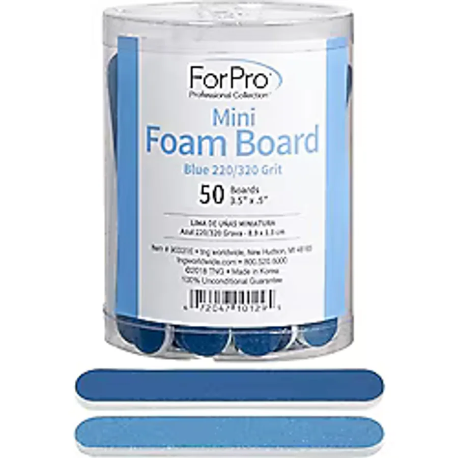 ForPro Mini Köpük Pano, Çift Taraflı Tırnak Törpüsü, 220/320 Tanecik, 8,9 cm U x 12,7 cm G, Mavi, 50 Adet