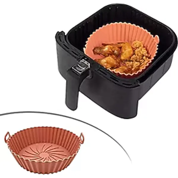 ForWhat Büro Ev Ofis Mutfağı İçin 20CM Siyah Yuvarlak Silikon Yıkanır Fırın Airfryer Pişirme Matı