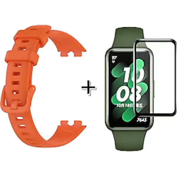 Forzacase Huawei Band 8 ile uyumlu Silikon Kordon Kayış + Ekran Koruma Filmi - FC541