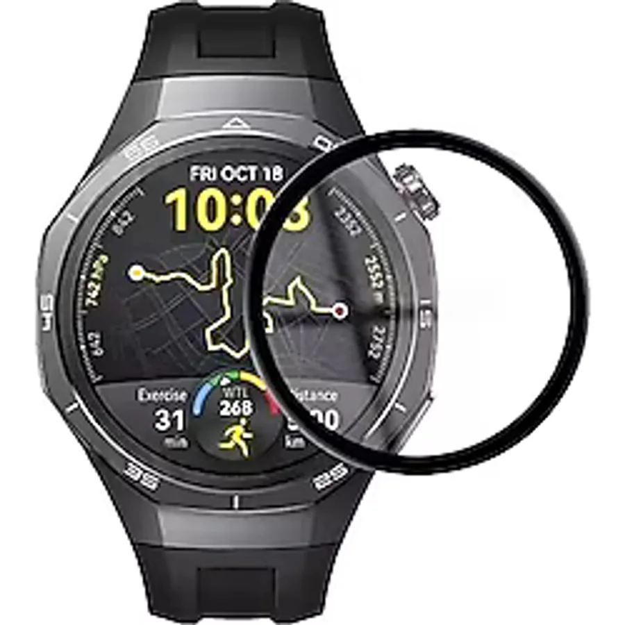 Forzacase Huawei Watch GT5 Pro 46mm için Çerçeveli Tam Kaplayan 3D Pet Ekran Koruyucu Film - FC016