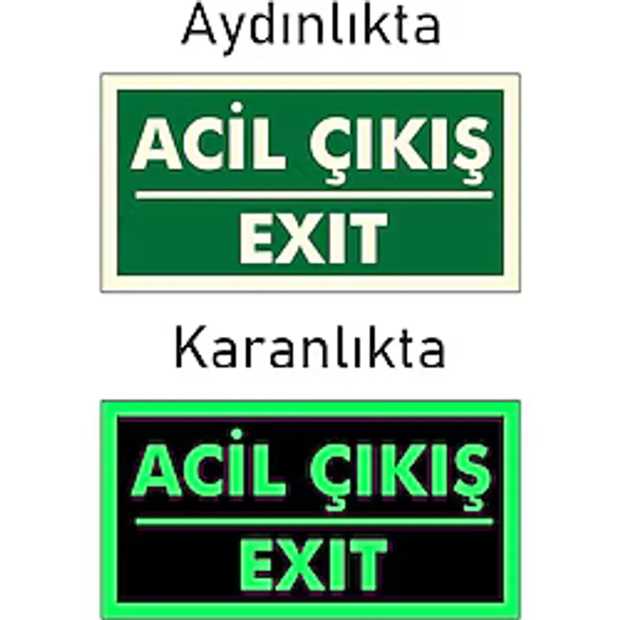 Fosforlu Acil Çıkış - Exit Levhası - Fotolümenli