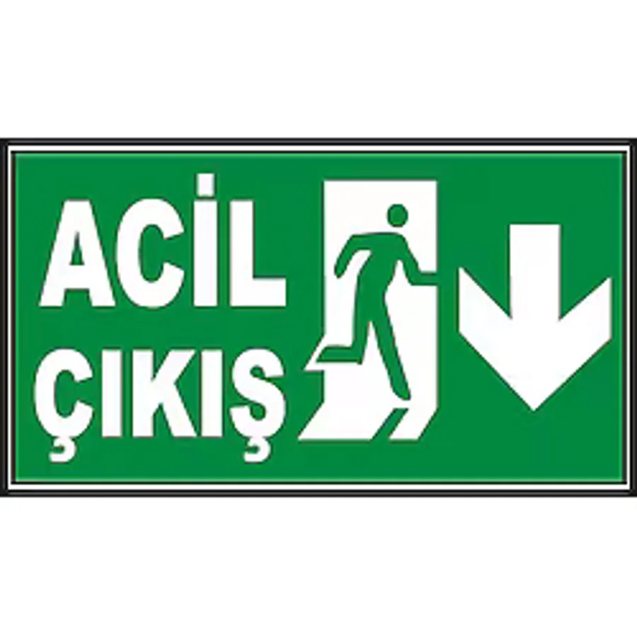 Fosforlu Acil Çıkış Levhası - Fotolümenli - Aşağı Yön