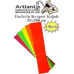 Fosforlu Krapon Kagidi 5 Renk 50X200 Cm 1 Paket Grapon Kagidi Karisik Renkli 5'Li Okul Sinif Kres