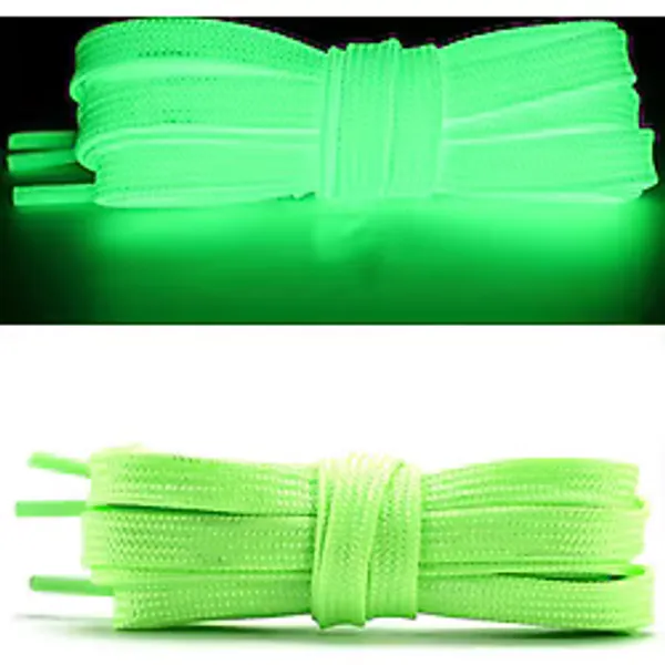 Fosforlu Neon 7 mm Kalınlığında Yeşil Renk 1 Çift Yassı Spor Ayakkabı Bağcığı