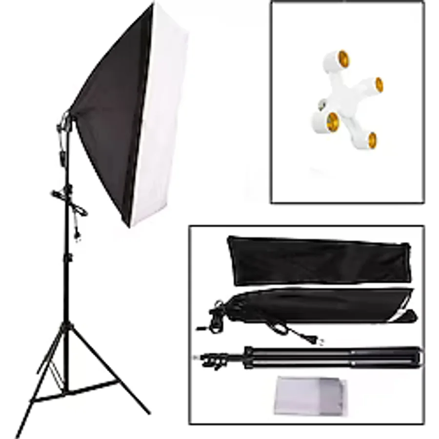 FototekFotograf 50x70cm Softbox 4 Duylu Tekli Sürekli Işık Seti 50x70 4 Duylu Softbox Foto Video Işık