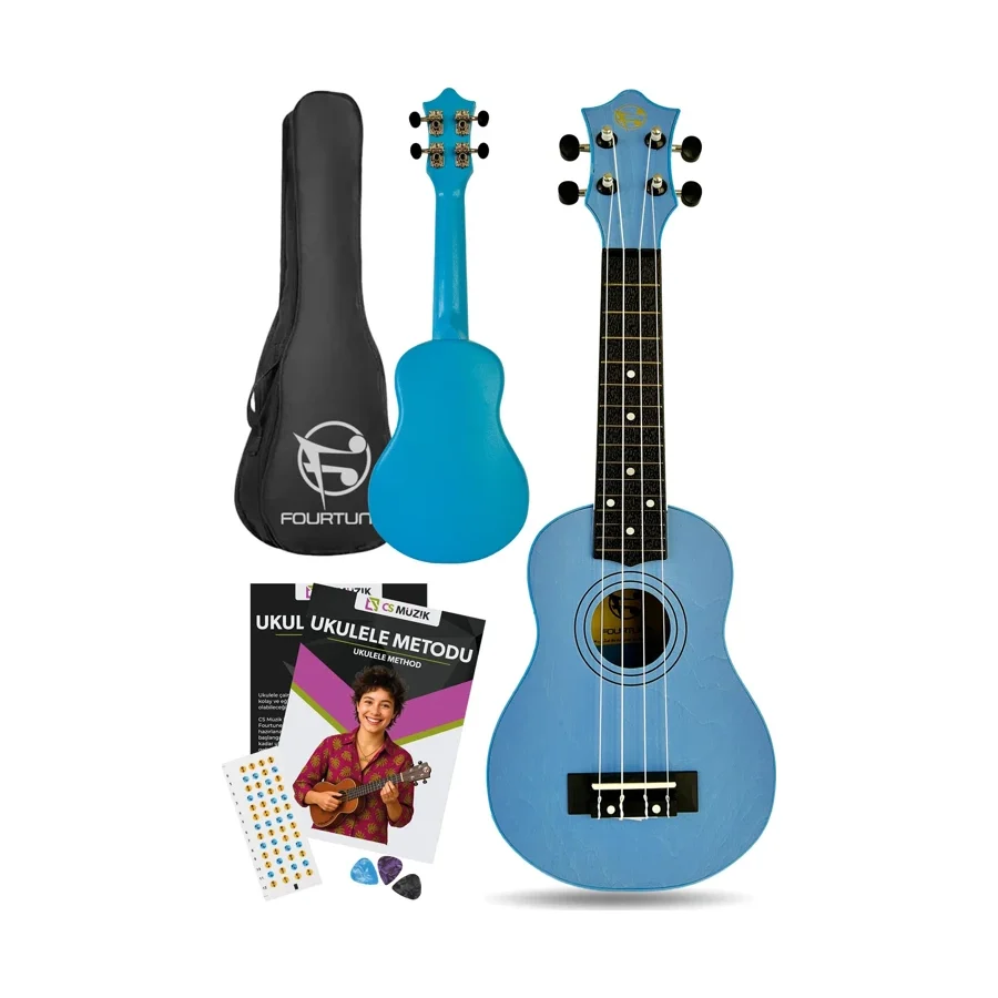 Fourtune Loki SP-21BL Soprano Mavi Ukulele Seti (Başlangıç Seviye) (Mavi)