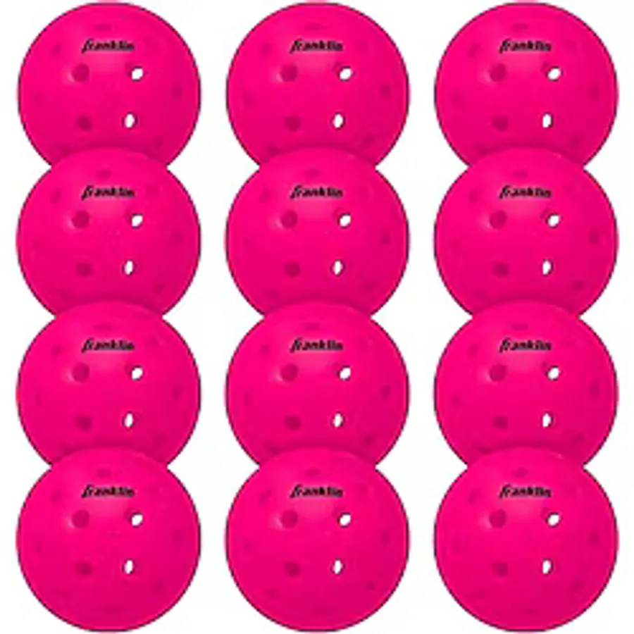 Franklin Sports Outdoor Pickleballs - X-40 Pickleball Topları - ABD Pickleball (USAPA) Onaylı - 12'li Paket Dış Turşu Topları - Pembe - ABD Açık Top