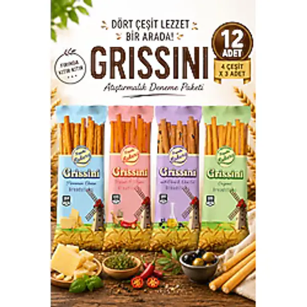 Frapella Grissini Atıştırmalık Deneme Paketi Dört Çeşit & Galeta 70 Gr. X 12 Adet