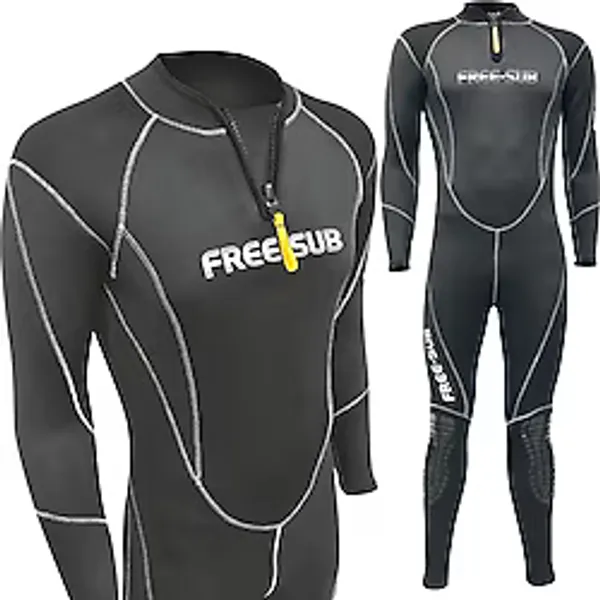 Free-Sub 3mm Typhoon Siyah Wetsuit Dalış Elbisesi PVC Malzeme ile Erkek Kullanıma Uygun - 2XL