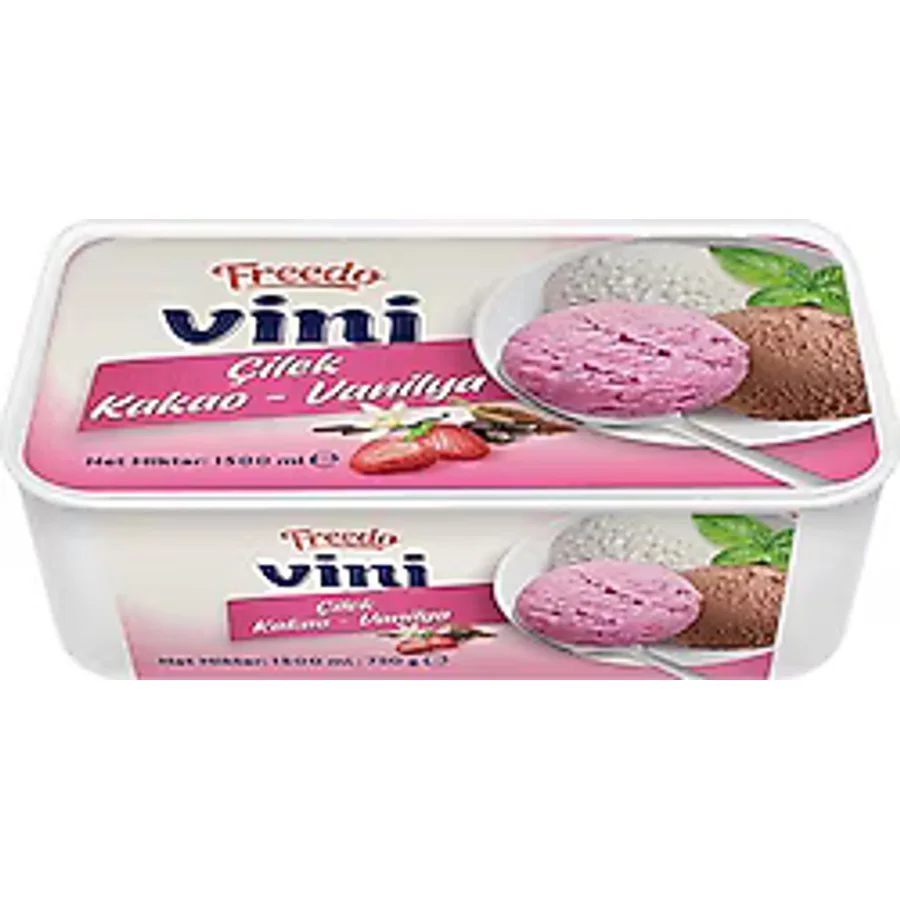 Freedo Vini Kakao Çilek ve Vanilyalı Dondurma 1.5 kg