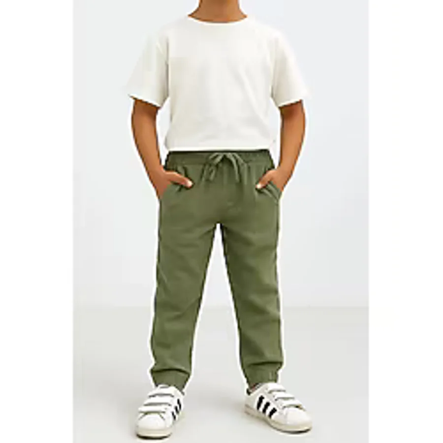 Freemen Erkek Çocuk Jogger Pantolon Keten Görünümlü Cepli Günlük Rahat Fit Çağla Yeşili