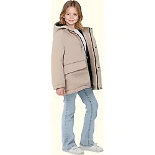 Freemen Spor Kız Çocuk Kürklü Su ve Rüzgar Geçirmez Kapüşonlu 3 Cep Mont & Kaban & Parka S-FMPÇ-110 K - Taş - 10 - 11 Yaş