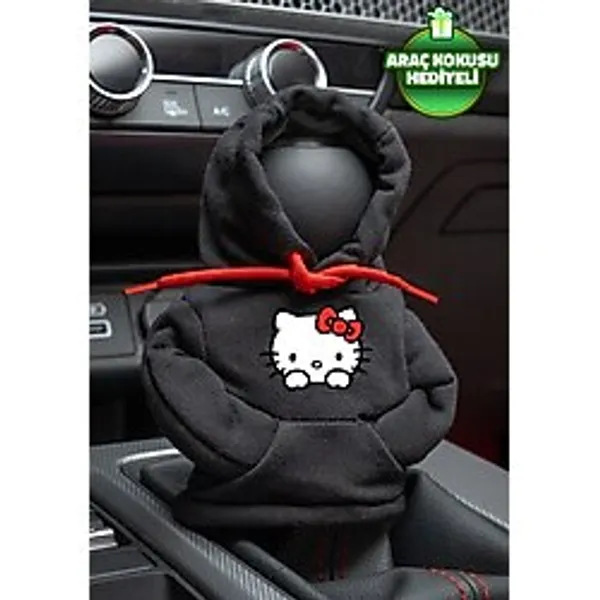 Freeyez Hello Kitty Siyah Vites Hoodie Araç Vites Kıyafeti Vites Poları Oto Aksesuarı Vites Topuzu