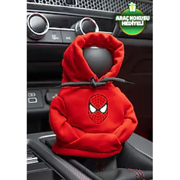 Freeyez Marvel Spiderman Kırmızı Vites Hoodie Araç Vites Kıyafeti Vites Poları Oto Aksesuarı Vites Topuzu