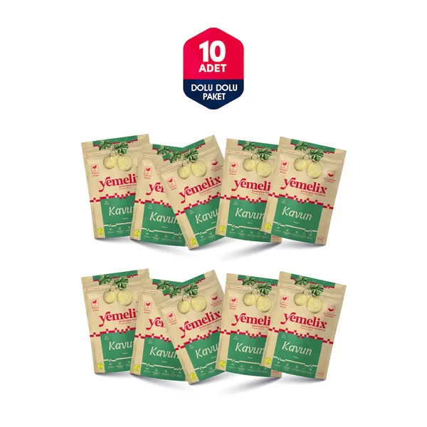 Freeze Dried 10'lu Dolu Dolu Paket Kavun Kuru Meyve Cipsi - Dondurularak Kurutulmuş Kavun 15GX10