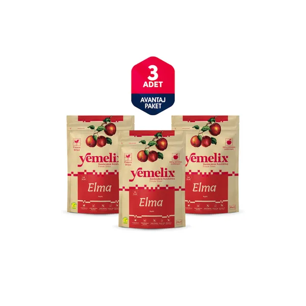 Freeze Dried 3'lü Avantaj Paketi Elma Kuru Meyve Cipsi - Dondurularak Kurutulmuş Elma 15GX3