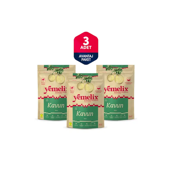 Freeze Dried 3'lü Avantaj Paketi Kavun Kuru Meyve Cipsi - Dondurularak Kurutulmuş Kavun 15GX3