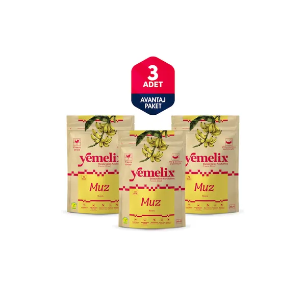 Freeze Dried 3'lü Avantaj Paketi Muz Kuru Meyve Cipsi - Dondurularak Kurutulmuş Muz 20GX3