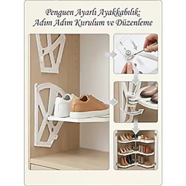 FREKANS 2 Li Rulmanlı Ayakkabılık Aparatı Beyaz - Dolap Içi Düzenleyiciler - Tek Ebat - Şık ve Dayanıklı Ev & Banyo Aksesuarı - Abanoz Beyaz