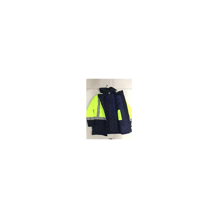 Frekans İş Güvenliği Reflektörlü Su Geçirmez Oxford Parka Kışlık Mont Sarı-Lacivert Iş Montu Mühendis Montu - 3XL