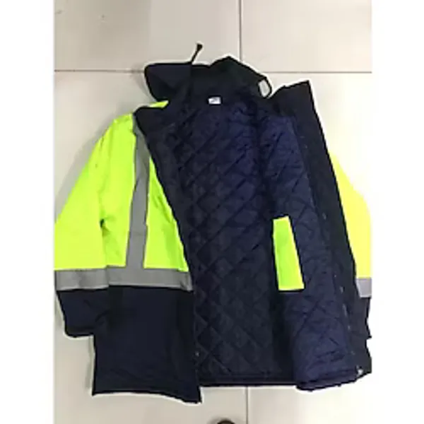 Frekans İş Güvenliği Reflektörlü Su Geçirmez Oxford Parka Kışlık Mont Sarı-Lacivert Iş Montu Mühendis Montu - XL
