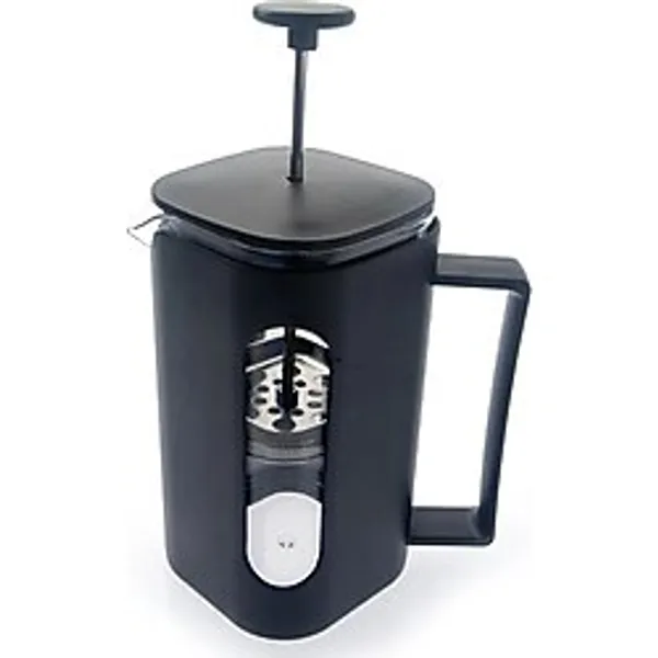 French Press Kahve Demleme Ekipmanı, 350 Ml, Siyah, Cam Isıya Dayanıklı Cam, Paslanmaz Çelik Filtreli, Siyah Renkli Kahve ve Bitki Çayı Demliği - 001-Renkli