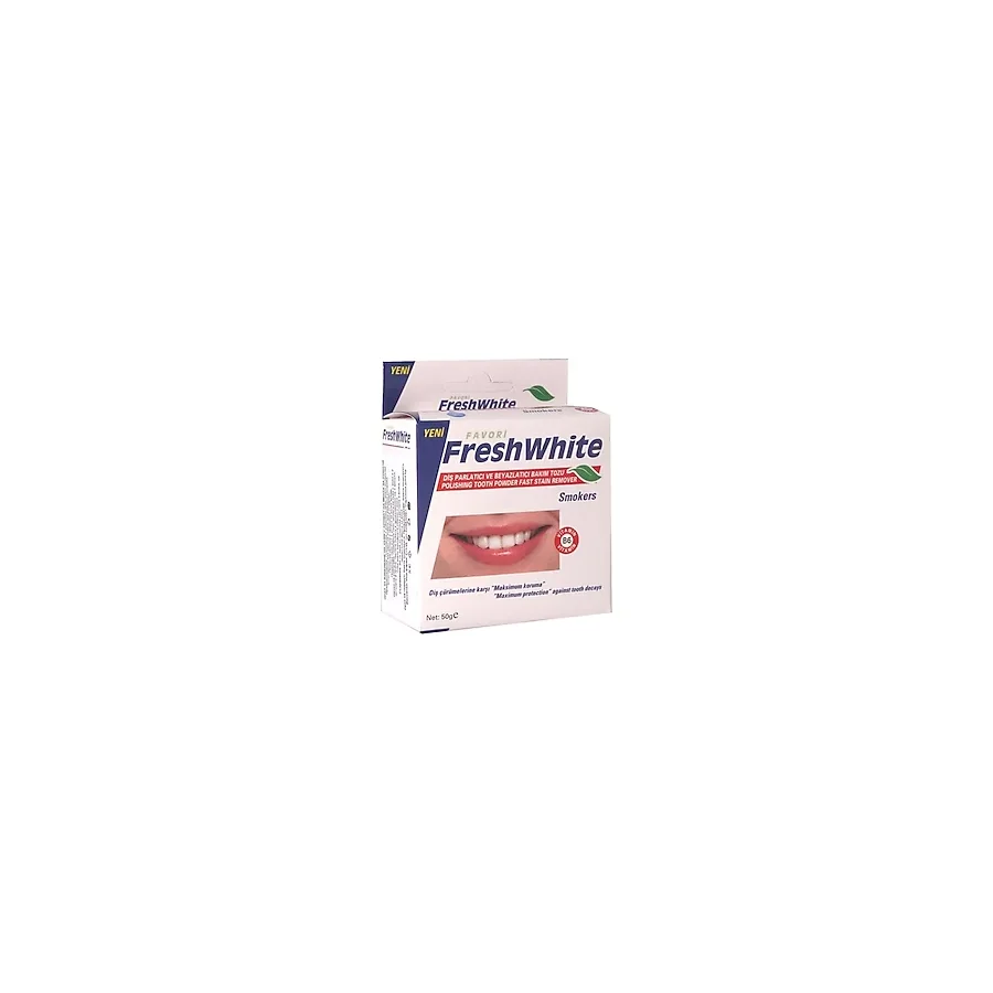 FreshWhite Diş Parlatıcı ve Beyazlatıcı Toz 50 g Sigara Lekelerine Karşı Vitamin B6 Destekli