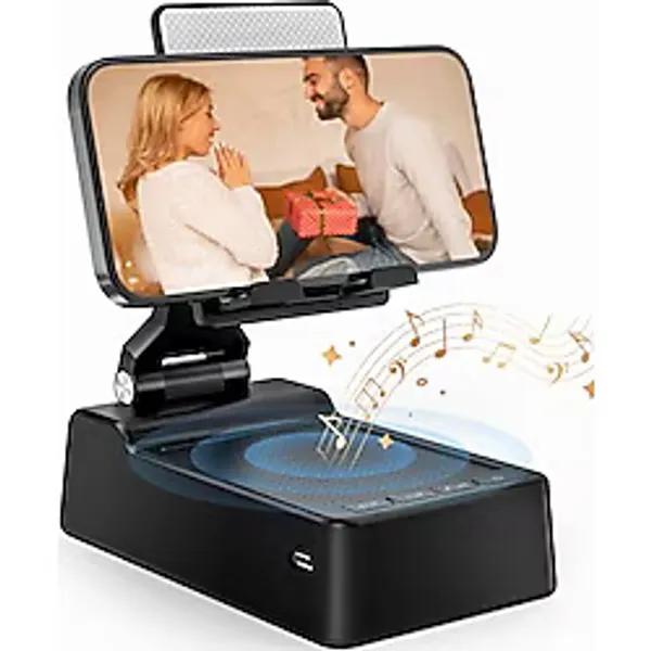FRONTSUN Erkekler Kadınlar için Hediyeler, Kablosuz Bluetooth Hoparlörlü Cep Telefonu Standı, HD Surround Ses Hoparlörü, Tüm Cep Telefonları ve iPad ile Uyumlu, Erkekler Kadınlar için Harika Gadget He
