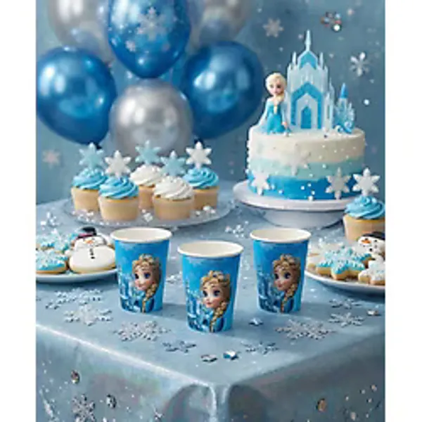 Frozen Kar Prensesi Karton Bardak 8li Doğum Günü Parti Sofra Süsü Dekoru