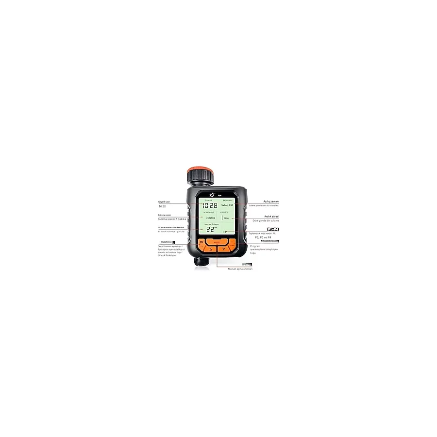 Fujin Hmc Fujın FJKM006C-1R Sulama Zamanlayıcısı Büyük LCD Ekran Su Geçirmez IP65