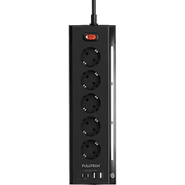 Fulltech FTR-26 1050 Joule Anahtarlı USB'li 2 m 9'lu Akım Korumalı Priz