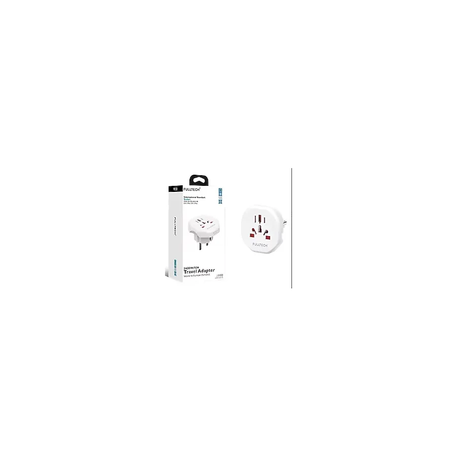 Fulltech Seyahat Adaptörü, 25W Gan Hızlı Şarj, 2x Usb-C + 1x Usb-A, Travel Adapter, Priz Dönüştürücü, 200+ Ülke Uyumlu, Çoklu Cihaz Şarj, Kompakt Tasarım - 0 - Siyah - Option-1