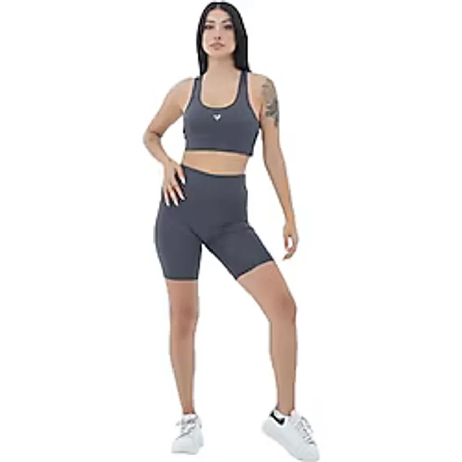 Füme Yüksek Bel Push-Up Toparlayıcı Bisikletçi Taytı Füme M