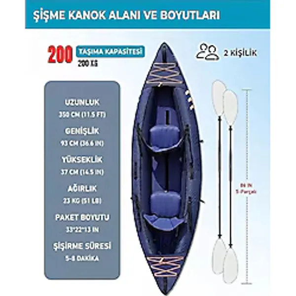 Funwater 2 KİŞİLİK ŞİŞME KANO 350x93x37CM