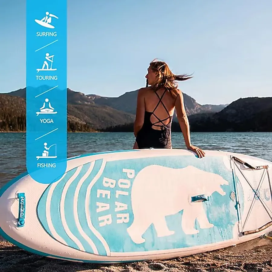 Funwater Polar Bear Şişme Sup Board/stand Up Paddle Board 320X85X15 cm - Mavi - Beyaz